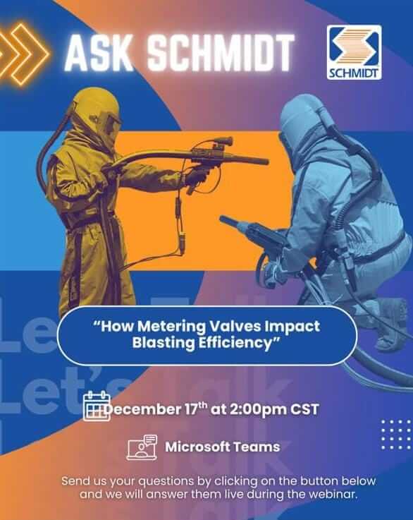 Axxiom Schmidt: webinar sobre eficiencia en granallado mediante válvulas dosificadoras